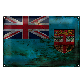Blechschild Flagge Fidschi 30x20cm Flag of Fiji Rost