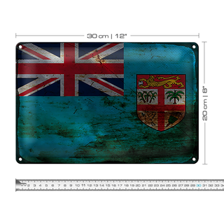 Blechschild Flagge Fidschi 30x20cm Flag of Fiji Rost
