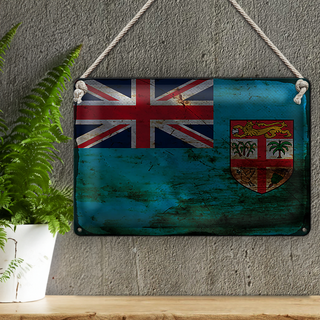 Blechschild Flagge Fidschi 30x20cm Flag of Fiji Rost
