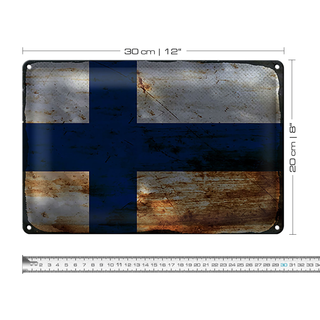 Blechschild Flagge Finnland 30x20cm Flag of Finland Rost