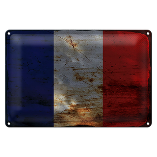 Blechschild Flagge Frankreich 30x20cm Flag of France Rost