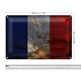 Blechschild Flagge Frankreich 30x20cm Flag of France Rost