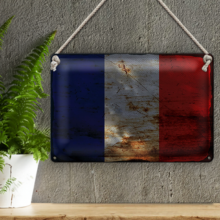 Blechschild Flagge Frankreich 30x20cm Flag of France Rost