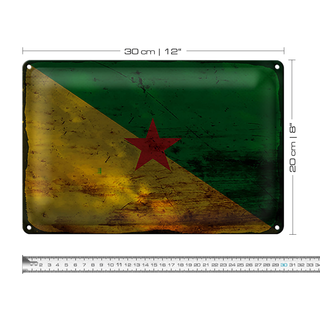 Blechschild Flagge Französisch-Guayana 30x20cm Flag Rost