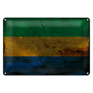 Blechschild Flagge Gabun 30x20cm Flag of Gabon Rost