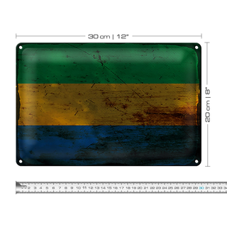 Blechschild Flagge Gabun 30x20cm Flag of Gabon Rost