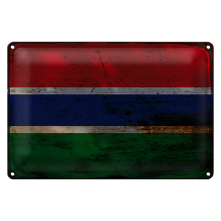 Blechschild Flagge Gambia 30x20cm Flag of the Gambia Rost
