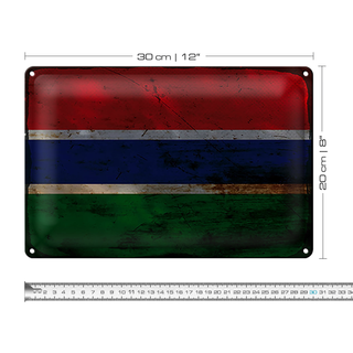 Blechschild Flagge Gambia 30x20cm Flag of the Gambia Rost