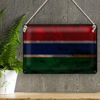 Blechschild Flagge Gambia 30x20cm Flag of the Gambia Rost