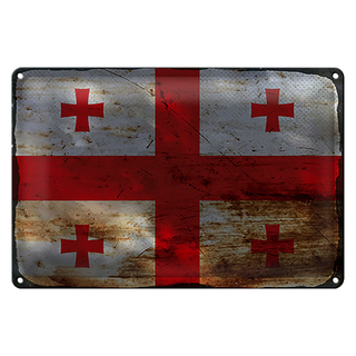 Blechschild Flagge Georgien 30x20cm Flag of Georgia Rost