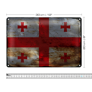 Blechschild Flagge Georgien 30x20cm Flag of Georgia Rost
