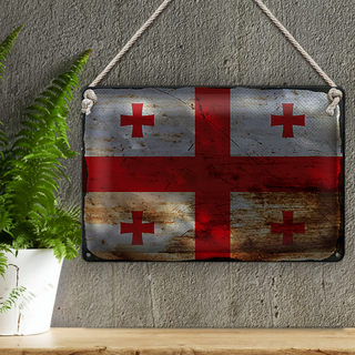 Blechschild Flagge Georgien 30x20cm Flag of Georgia Rost