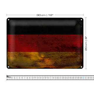 Blechschild Flagge Deutschland 30x20cm Flag Germany Rost