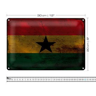 Blechschild Flagge Ghana 30x20cm Flag of Ghana Rost