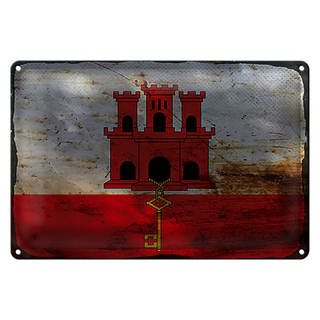 Blechschild Flagge Gibraltar 30x20cm Flag Gibraltar Rost