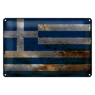Blechschild Flagge Griechenland 30x20cm Flag Greece Rost
