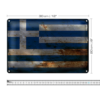 Blechschild Flagge Griechenland 30x20cm Flag Greece Rost