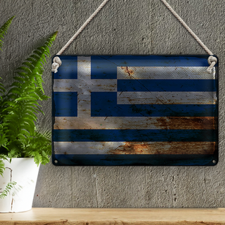 Blechschild Flagge Griechenland 30x20cm Flag Greece Rost