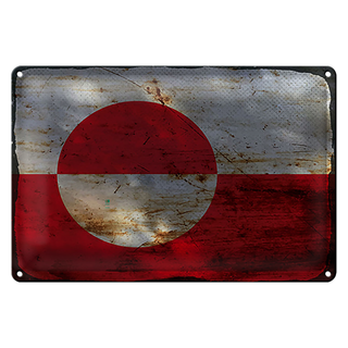 Blechschild Flagge Grönland 30x20cm Flag Greenland Rost