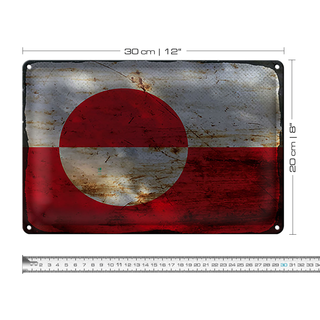 Blechschild Flagge Grönland 30x20cm Flag Greenland Rost