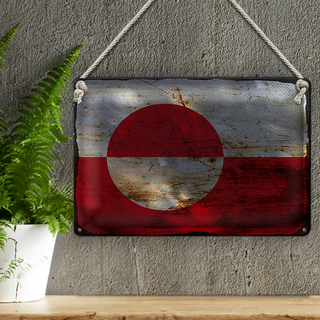Blechschild Flagge Grönland 30x20cm Flag Greenland Rost