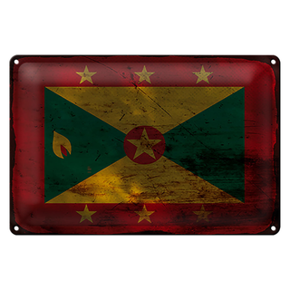 Blechschild Flagge Grenada 30x20cm Flag of Grenada Rost