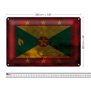 Blechschild Flagge Grenada 30x20cm Flag of Grenada Rost