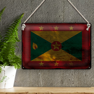 Blechschild Flagge Grenada 30x20cm Flag of Grenada Rost
