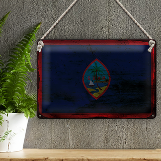 Blechschild Flagge Guam 30x20cm Flag of Guam Rost