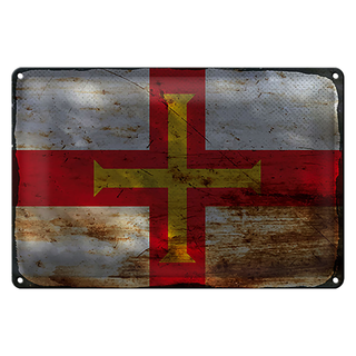 Blechschild Flagge Guernsey 30x20cm Flag of Guernsey Rost