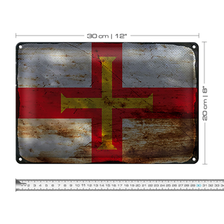 Blechschild Flagge Guernsey 30x20cm Flag of Guernsey Rost
