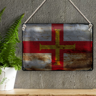 Blechschild Flagge Guernsey 30x20cm Flag of Guernsey Rost