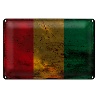 Blechschild Flagge Guinea 30x20cm Flag of Guinea Rost