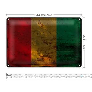 Blechschild Flagge Guinea 30x20cm Flag of Guinea Rost