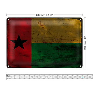 Blechschild Flagge Guinea-Bissau 30x20cm Guinea Rost