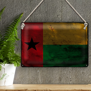 Blechschild Flagge Guinea-Bissau 30x20cm Guinea Rost