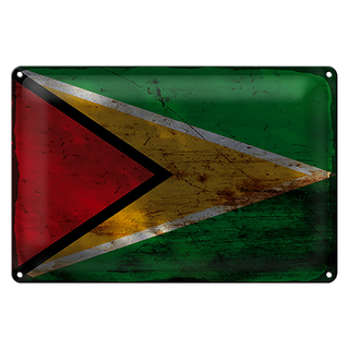 Blechschild Flagge Guyana 30x20cm Flag of Guyana Rost