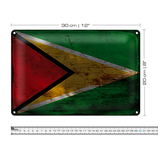 Blechschild Flagge Guyana 30x20cm Flag of Guyana Rost