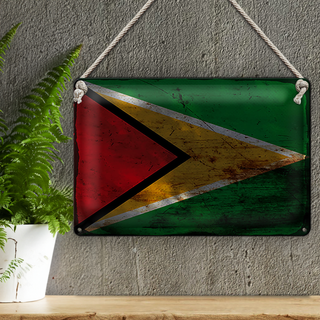 Blechschild Flagge Guyana 30x20cm Flag of Guyana Rost