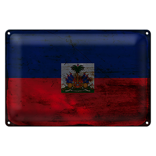 Blechschild Flagge Haiti 30x20cm Flag of Haiti Rost