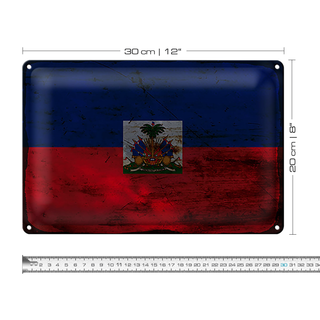 Blechschild Flagge Haiti 30x20cm Flag of Haiti Rost