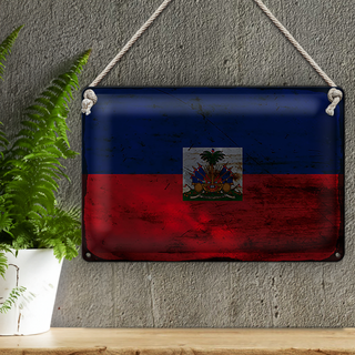 Blechschild Flagge Haiti 30x20cm Flag of Haiti Rost
