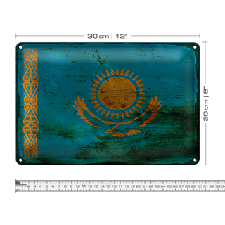 Blechschild Flagge Kasachstan 30x20cm Kazakhstan Rost