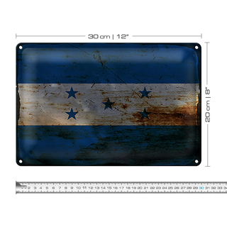 Blechschild Flagge Hondura 30x20cm Flag of Honduras Rost