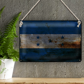 Blechschild Flagge Hondura 30x20cm Flag of Honduras Rost