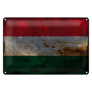Blechschild Flagge Ungarn 30x20cm Flag of Hungary Rost