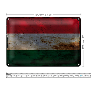 Blechschild Flagge Ungarn 30x20cm Flag of Hungary Rost
