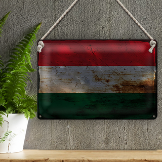 Blechschild Flagge Ungarn 30x20cm Flag of Hungary Rost