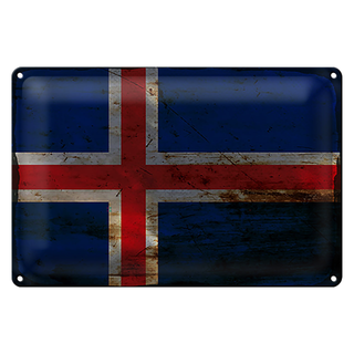Blechschild Flagge Island 30x20cm Flag of Iceland Rost