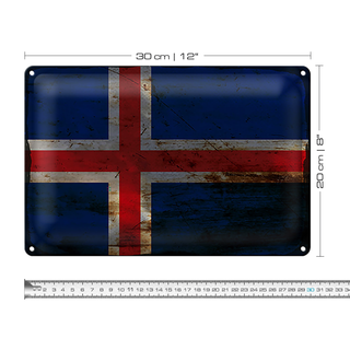 Blechschild Flagge Island 30x20cm Flag of Iceland Rost